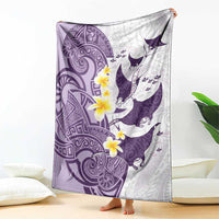 Maori Manta Ray Plumeria Deep Purple Blanket LT01 - Polynesian Pride