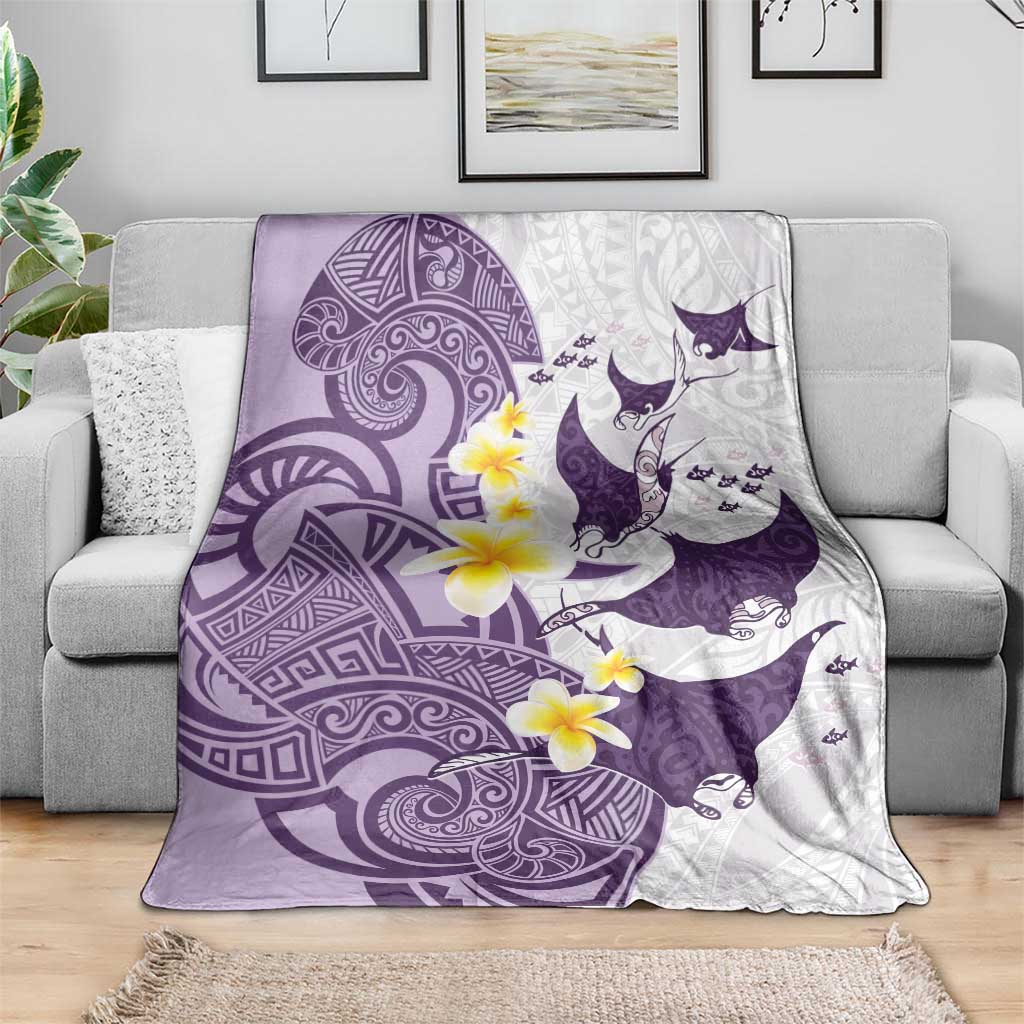 Maori Manta Ray Plumeria Deep Purple Blanket LT01 - Polynesian Pride