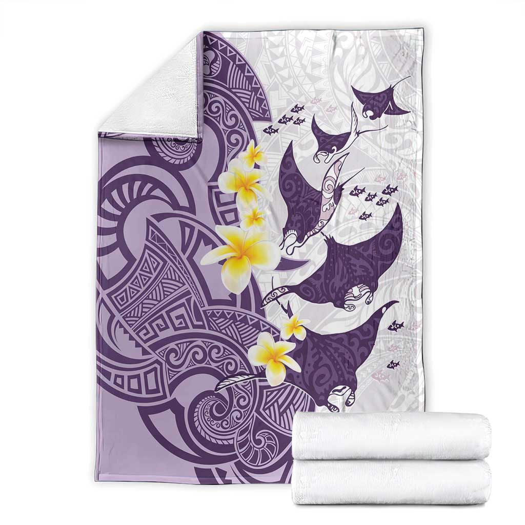 Maori Manta Ray Plumeria Deep Purple Blanket LT01 - Polynesian Pride