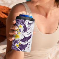 Maori Manta Ray Plumeria Deep Purple 4 in 1 Can Cooler Tumbler