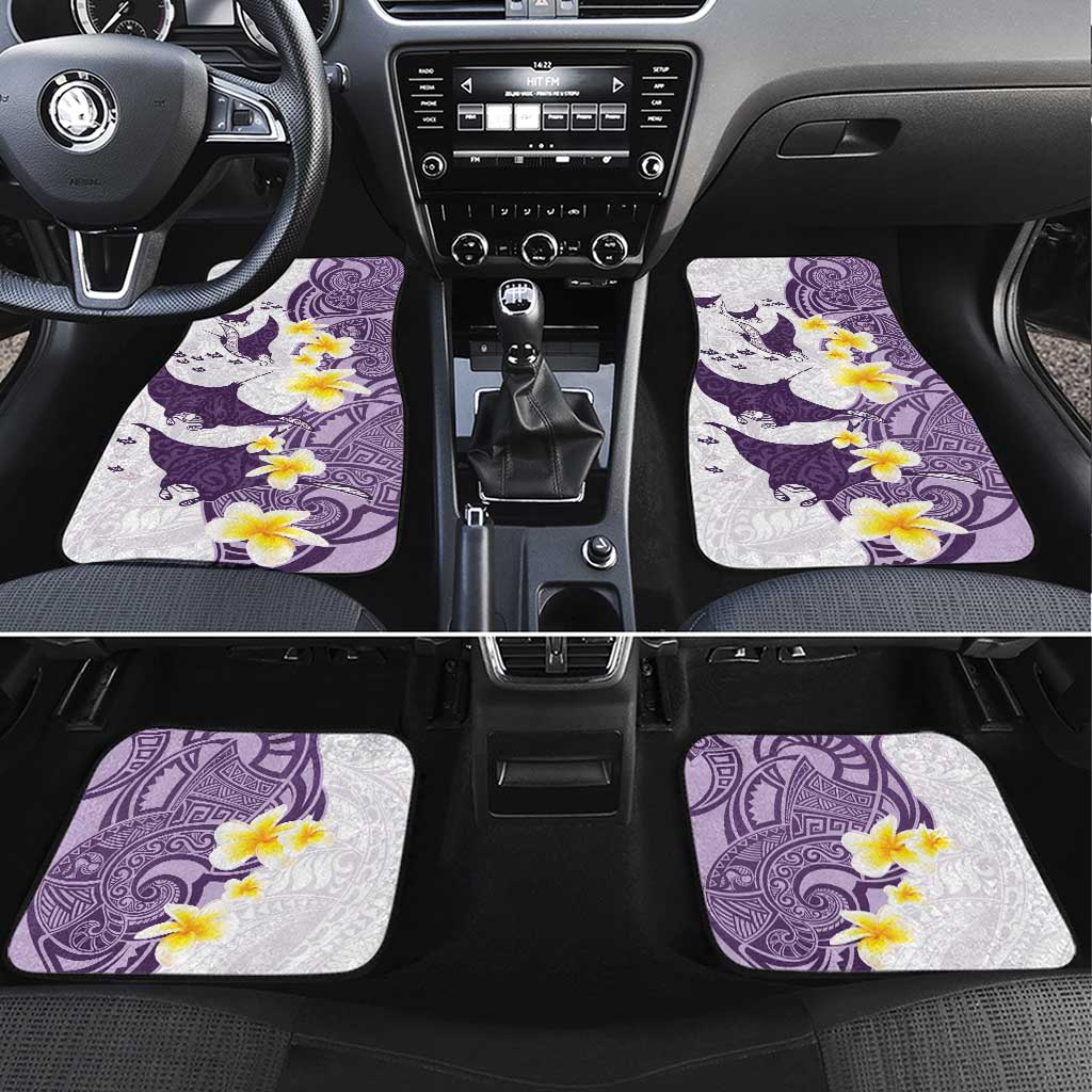 Maori Manta Ray Plumeria Deep Purple Car Mats LT01 Set 4pcs Purple - Polynesian Pride