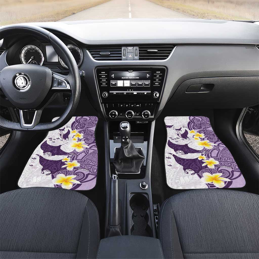 Maori Manta Ray Plumeria Deep Purple Car Mats LT01 Set 2pcs - Front Purple - Polynesian Pride