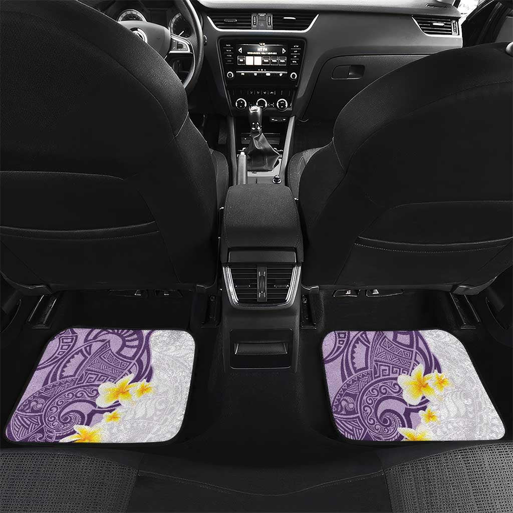 Maori Manta Ray Plumeria Deep Purple Car Mats LT01 Set 2pcs - Back Purple - Polynesian Pride