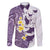 Maori Manta Ray Plumeria Deep Purple Family Matching Long Sleeve Bodycon Dress and Hawaiian Shirt