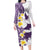 Maori Manta Ray Plumeria Deep Purple Family Matching Long Sleeve Bodycon Dress and Hawaiian Shirt