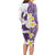 Maori Manta Ray Plumeria Deep Purple Family Matching Long Sleeve Bodycon Dress and Hawaiian Shirt