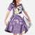 Maori Manta Ray Plumeria Deep Purple Family Matching Off The Shoulder Long Sleeve Dress and Hawaiian Shirt