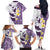 Maori Manta Ray Plumeria Deep Purple Family Matching Off The Shoulder Long Sleeve Dress and Hawaiian Shirt