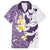 Maori Manta Ray Plumeria Deep Purple Family Matching Off The Shoulder Long Sleeve Dress and Hawaiian Shirt