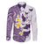 Maori Manta Ray Plumeria Deep Purple Family Matching Off The Shoulder Long Sleeve Dress and Hawaiian Shirt