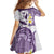 Maori Manta Ray Plumeria Deep Purple Family Matching Off Shoulder Short Dress and Hawaiian Shirt