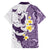 Maori Manta Ray Plumeria Deep Purple Family Matching Off Shoulder Short Dress and Hawaiian Shirt
