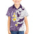 Maori Manta Ray Plumeria Deep Purple Family Matching Off Shoulder Short Dress and Hawaiian Shirt