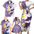 Maori Manta Ray Plumeria Deep Purple Family Matching Short Sleeve Bodycon Dress and Hawaiian Shirt