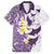 Maori Manta Ray Plumeria Deep Purple Family Matching Short Sleeve Bodycon Dress and Hawaiian Shirt