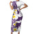 Maori Manta Ray Plumeria Deep Purple Family Matching Short Sleeve Bodycon Dress and Hawaiian Shirt