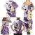 Maori Manta Ray Plumeria Deep Purple Family Matching Summer Maxi Dress and Hawaiian Shirt