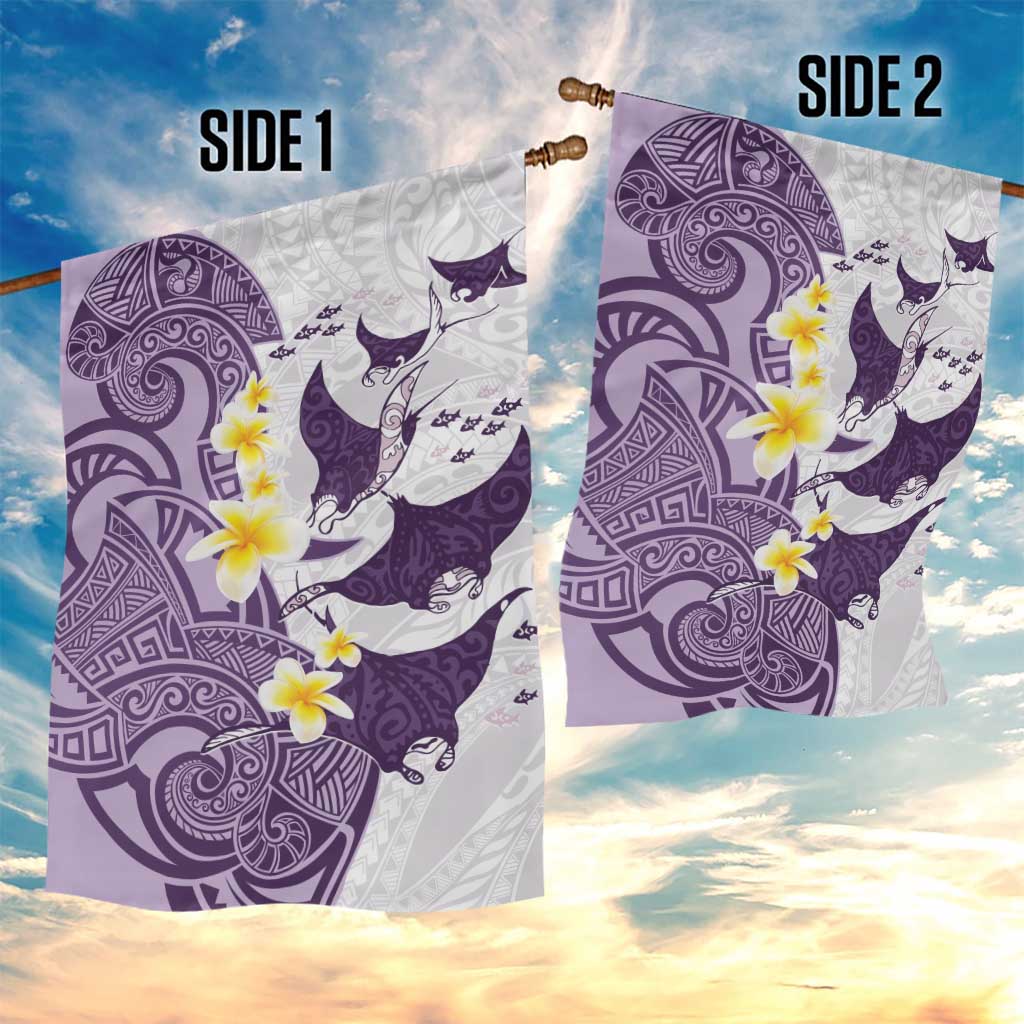Maori Manta Ray Plumeria Deep Purple Garden Flag LT01 - Polynesian Pride