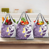 Maori Manta Ray Plumeria Deep Purple Grocery Bag LT01 3-pack One Size Purple - Polynesian Pride