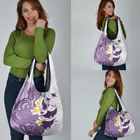 Maori Manta Ray Plumeria Deep Purple Grocery Bag LT01 - Polynesian Pride