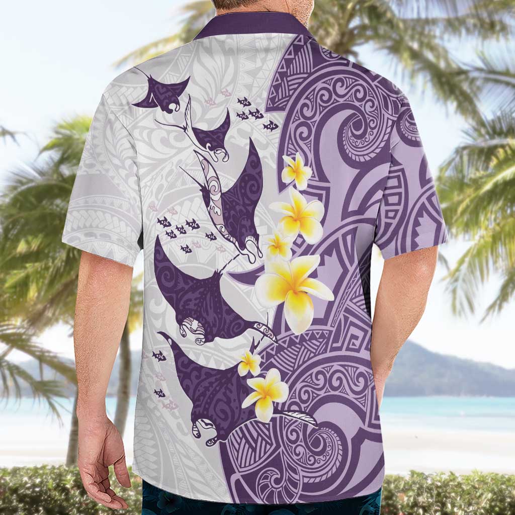 Maori Manta Ray Plumeria Deep Purple Hawaiian Shirt LT01 - Polynesian Pride
