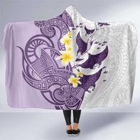 Maori Manta Ray Plumeria Deep Purple Hooded Blanket LT01 One Size Purple - Polynesian Pride