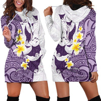 Maori Manta Ray Plumeria Deep Purple Hoodie Dress LT01 - Polynesian Pride