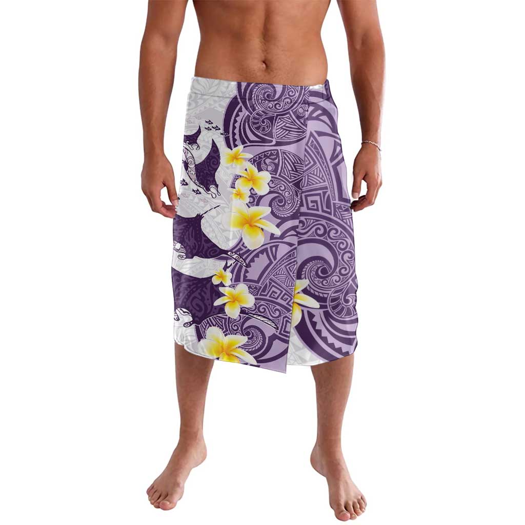 Maori Manta Ray Plumeria Deep Purple Lavalava LT01 Purple - Polynesian Pride