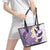 Maori Manta Ray Plumeria Deep Purple Leather Tote Bag