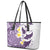 Maori Manta Ray Plumeria Deep Purple Leather Tote Bag