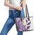 Maori Manta Ray Plumeria Deep Purple Leather Tote Bag