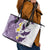 Maori Manta Ray Plumeria Deep Purple Leather Tote Bag