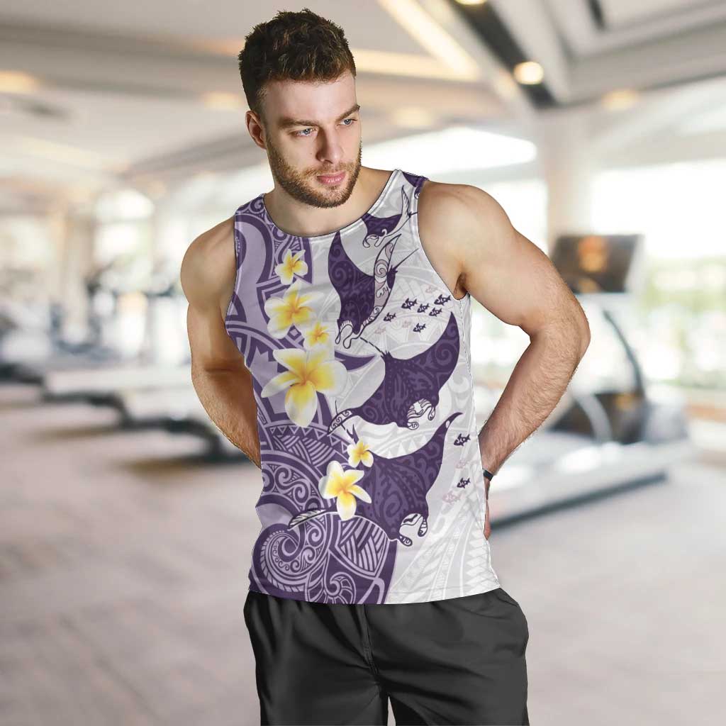 Maori Manta Ray Plumeria Deep Purple Men Tank Top