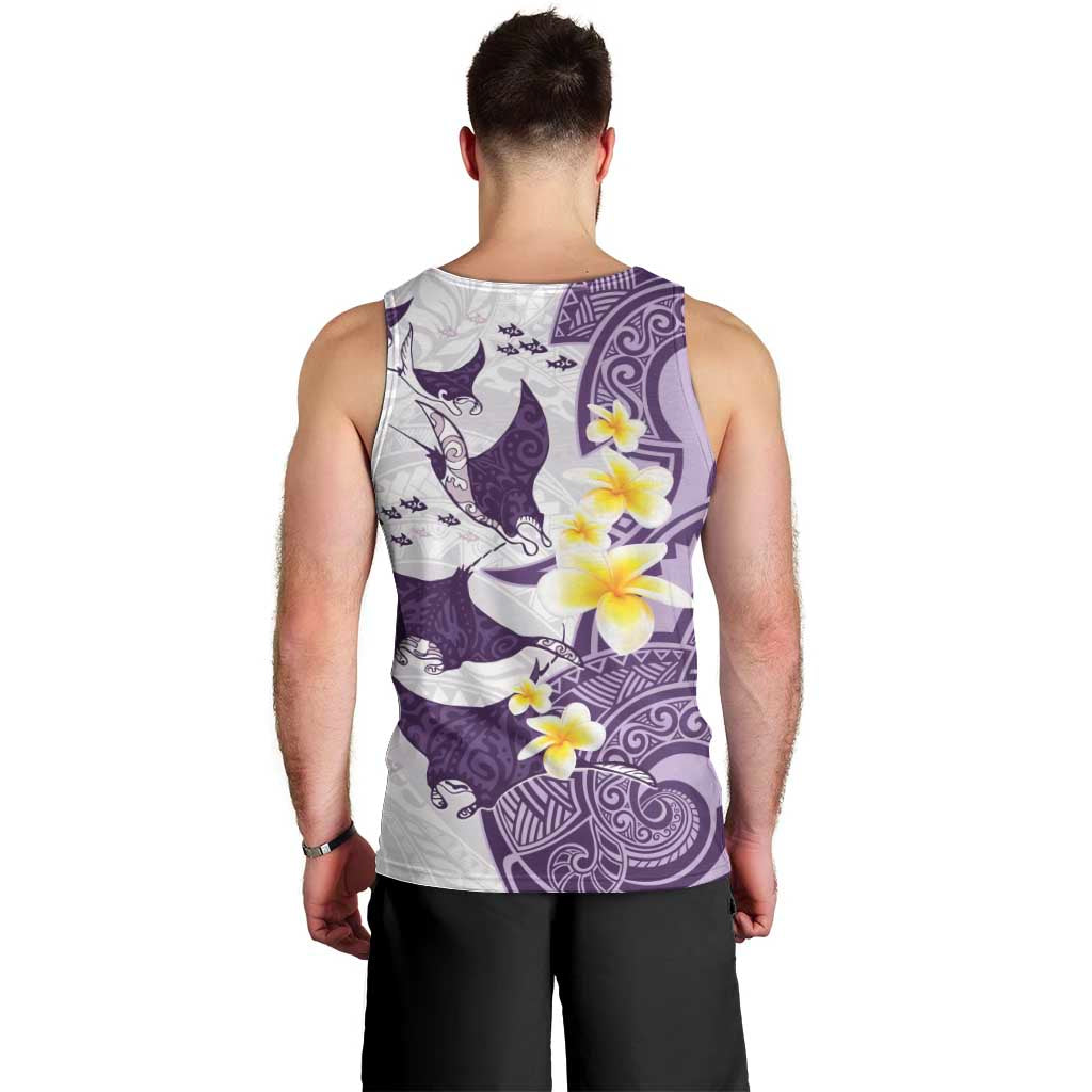 Maori Manta Ray Plumeria Deep Purple Men Tank Top LT01 - Polynesian Pride