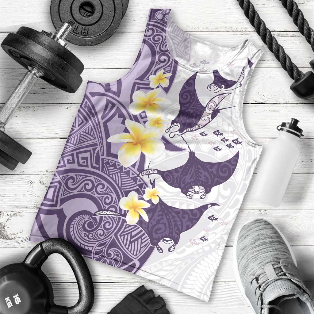 Maori Manta Ray Plumeria Deep Purple Men Tank Top LT01 - Polynesian Pride