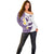 Maori Manta Ray Plumeria Deep Purple Off Shoulder Sweater