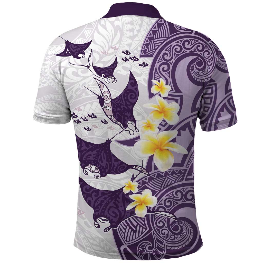 Maori Manta Ray Plumeria Deep Purple Polo Shirt
