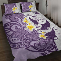 Maori Manta Ray Plumeria Deep Purple Quilt Bed Set LT01 Purple - Polynesian Pride