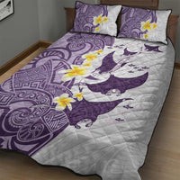Maori Manta Ray Plumeria Deep Purple Quilt Bed Set LT01 - Polynesian Pride
