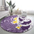 Maori Manta Ray Plumeria Deep Purple Round Carpet