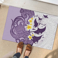 Maori Manta Ray Plumeria Deep Purple Rubber Doormat LT01 - Polynesian Pride
