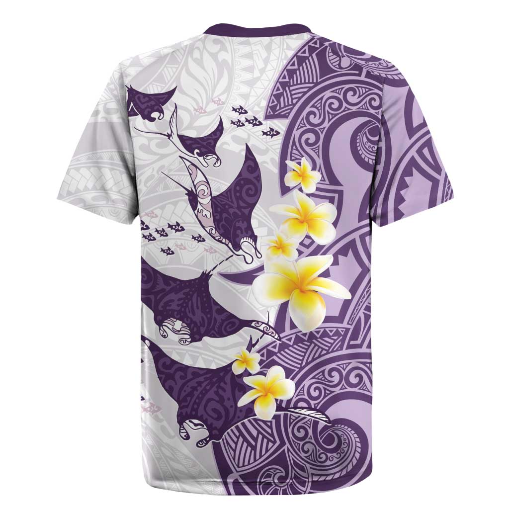 Maori Manta Ray Plumeria Deep Purple Rugby Jersey LT01 - Polynesian Pride