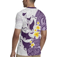 Maori Manta Ray Plumeria Deep Purple Rugby Jersey LT01 - Polynesian Pride