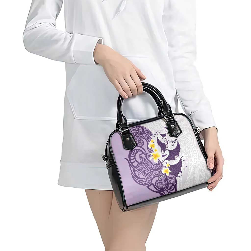 Maori Manta Ray Plumeria Deep Purple Shoulder Handbag