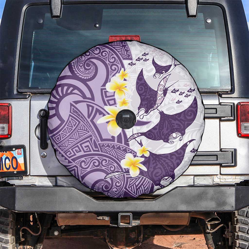 Maori Manta Ray Plumeria Deep Purple Spare Tire Cover LT01 Purple - Polynesian Pride