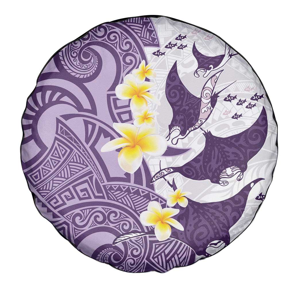 Maori Manta Ray Plumeria Deep Purple Spare Tire Cover LT01 - Polynesian Pride