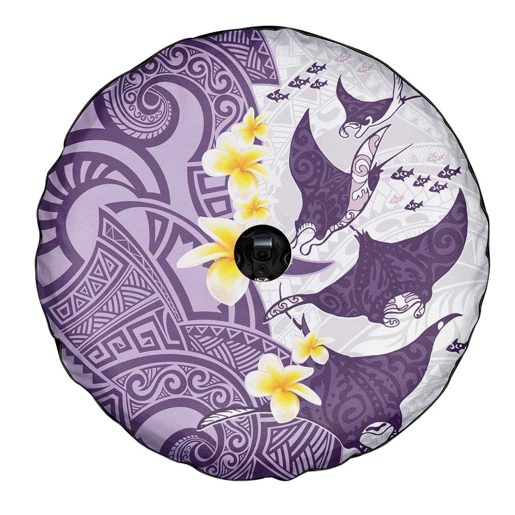 Maori Manta Ray Plumeria Deep Purple Spare Tire Cover LT01 - Polynesian Pride