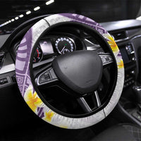 Maori Manta Ray Plumeria Deep Purple Steering Wheel Cover LT01 Universal Fit Purple - Polynesian Pride