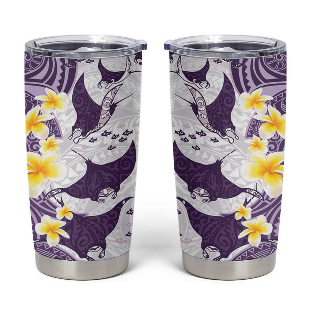 Maori Manta Ray Plumeria Deep Purple Tumbler Cup LT01 Purple - Polynesian Pride