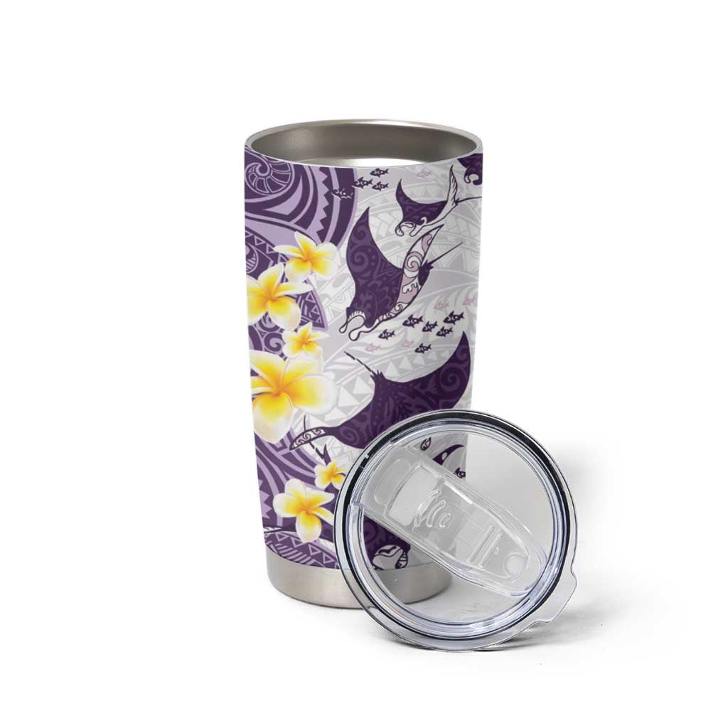 Maori Manta Ray Plumeria Deep Purple Tumbler Cup LT01 - Polynesian Pride